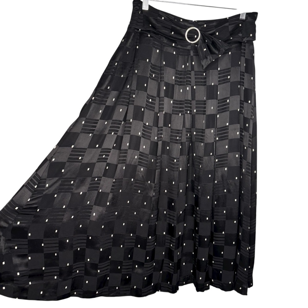 Vintage Arpeges Black + white Checkered  maxi Skirt size 10 Montreal designer
